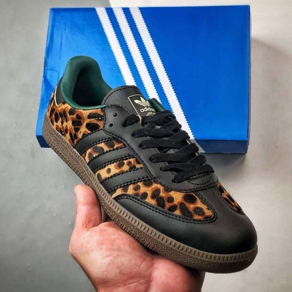 First Copy Shoes Adidas Samba OG Black Green Leopard