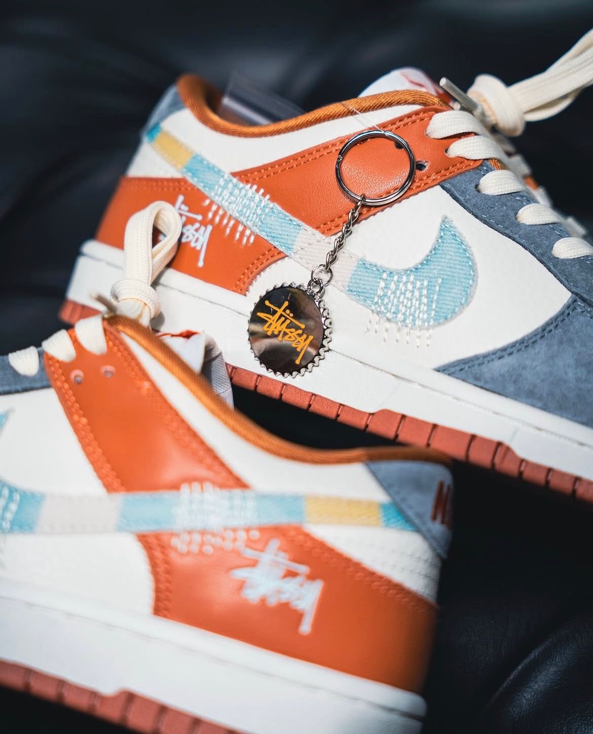 First Copy Shoes SB Dunk Stussy Grey Orange-3