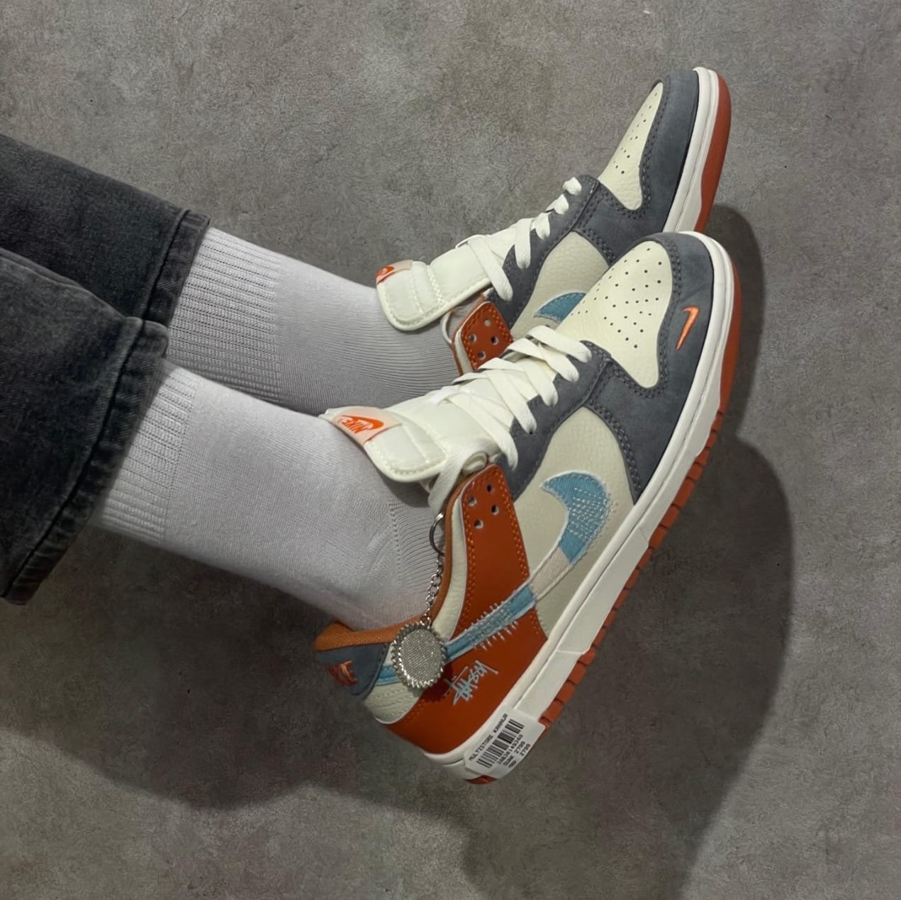 First Copy Shoes SB Dunk Stussy Grey Orange-5